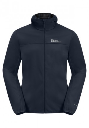 Navy Men Jack Wolfskin Feldberg Hoody Softshell Jackets | 50072120