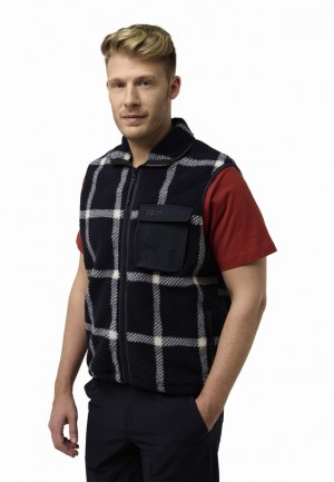 Navy Men Jack Wolfskin Felslicht Check Vest | 59194610