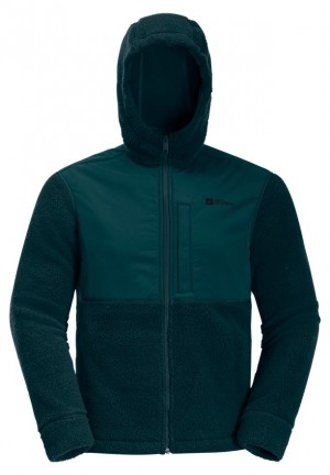 Navy Men Jack Wolfskin Felslicht Hooded Fleece Jackets | 44237864