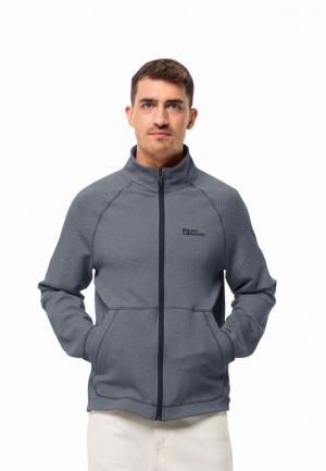 Navy Men Jack Wolfskin Fernweh Fleece Jackets | 68852543