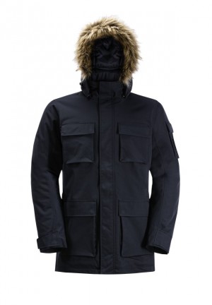 Navy Men Jack Wolfskin Glacier Canyon Coats | 76205982