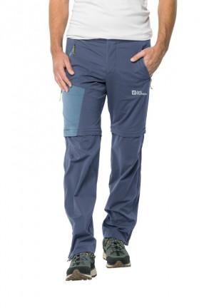 Navy Men Jack Wolfskin Glastal Zip Away Hiking Pants | 45307608
