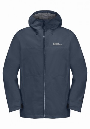 Navy Men Jack Wolfskin Highest Peak 3l Rain Jackets | 28752937