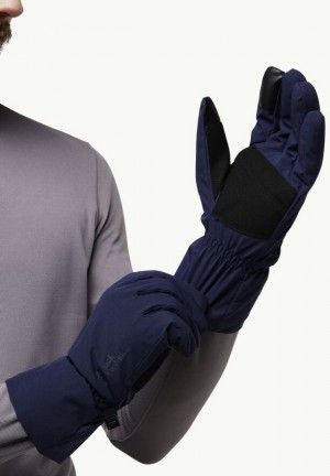 Navy Men Jack Wolfskin Highloft Gloves | 58867079
