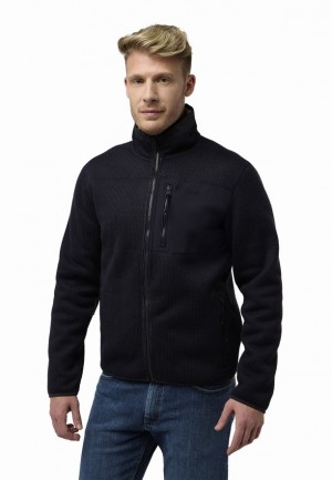 Navy Men Jack Wolfskin Kaminfeuer Fleece Jackets | 79492026