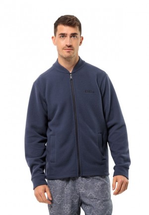 Navy Men Jack Wolfskin Light Curl Fleece Jackets | 28539925