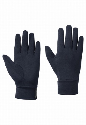 Navy Men Jack Wolfskin Merino Gloves | 59555701
