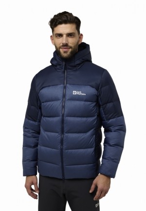 Navy Men Jack Wolfskin Nebelhorn Hoody Down Jackets | 76764699