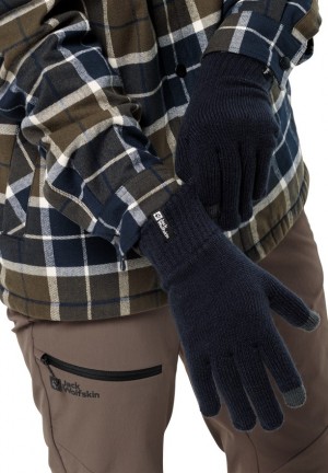 Navy Men Jack Wolfskin Rib Gloves | 67308764