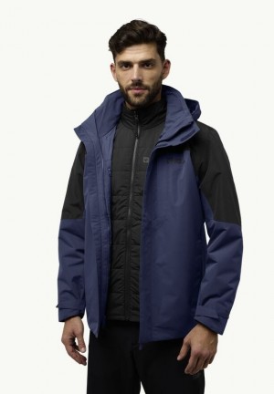 Navy Men Jack Wolfskin Romberg 3in1 Jackets | 46809384