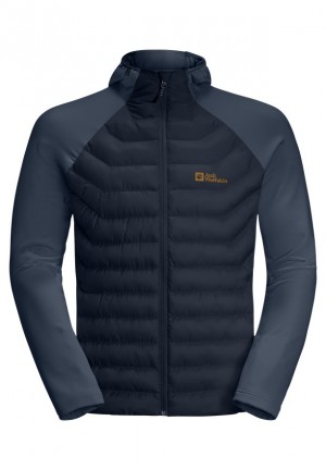 Navy Men Jack Wolfskin Routeburn Pro Hybrid Jackets | 20030128