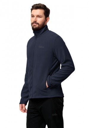 Navy Men Jack Wolfskin Taunus Fz Fleece Jackets | 51324256