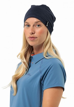 Navy Men Jack Wolfskin Travel Beanie | 99122310