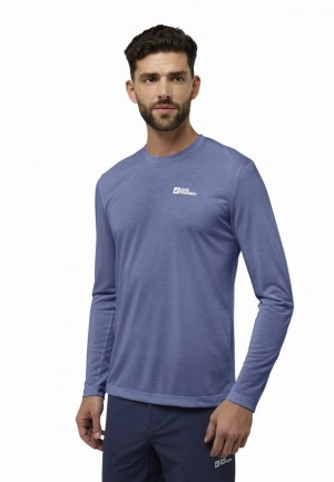 Navy Men Jack Wolfskin Vonnan Ls T Shirts | 28092432