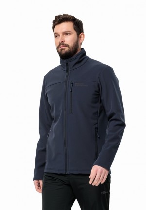 Navy Men Jack Wolfskin Whirlwind Softshell Jackets | 71729645