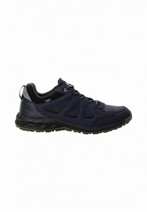 Navy Men Jack Wolfskin Woodland 2 Texapore Low Hiking Shoes | 40240503