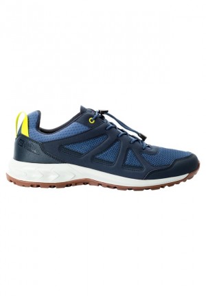 Navy Men Jack Wolfskin Woodland 2 Vent Low Hiking Shoes | 65442124