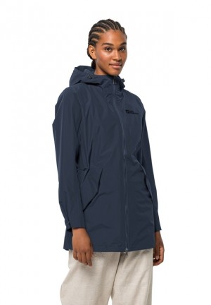 Navy Women Jack Wolfskin Dakar Rain Coats | 22168605