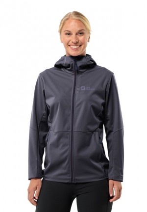 Navy Women Jack Wolfskin Feldberg Hoody Softshell Jackets | 40889174