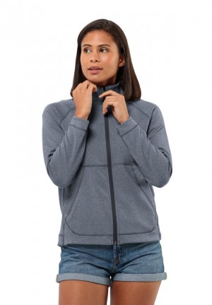 Navy Women Jack Wolfskin Fernweh Fleece Jackets | 25804148