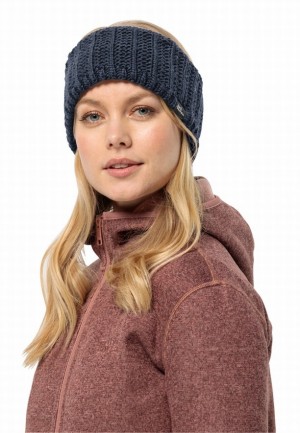 Navy Women Jack Wolfskin Highloft Knit Headband | 91861973