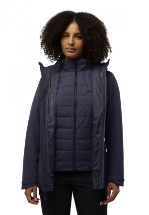 Navy Women Jack Wolfskin Hunberg 3in1 Jackets | 82121086