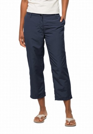 Navy Women Jack Wolfskin Kalahari 7/8 Pants | 56063579