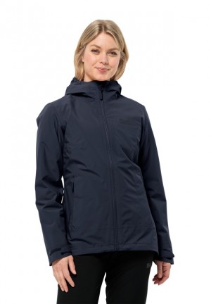 Navy Women Jack Wolfskin Moonrise 3in1 Jackets | 37144530