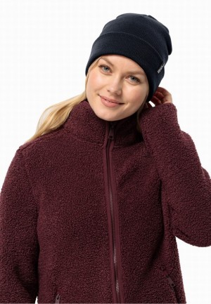 Navy Women Jack Wolfskin Rib Beanie | 39790377