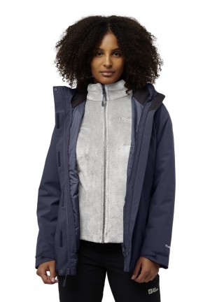 Navy Women Jack Wolfskin Rotwand 3in1 Jackets | 88419231