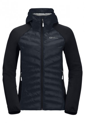 Navy Women Jack Wolfskin Routeburn Pro Hybrid Jackets | 61985706