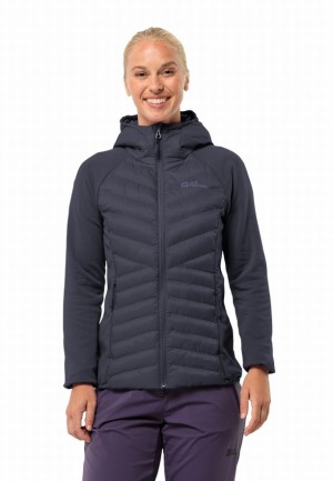Navy Women Jack Wolfskin Routeburn Pro Hybrid Jackets | 17683208