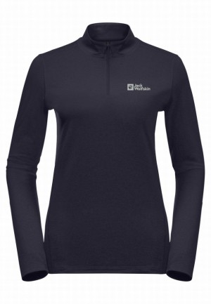 Navy Women Jack Wolfskin Skyhermal Hz T Shirts | 94419025