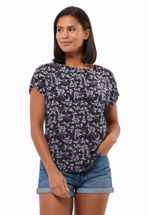 Navy Women Jack Wolfskin Sommerwiese T Shirts | 31133847