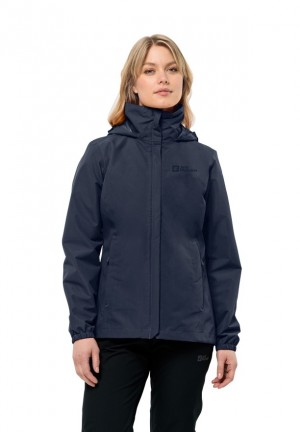 Navy Women Jack Wolfskin Stormy Point 2l Rain Jackets | 26899743