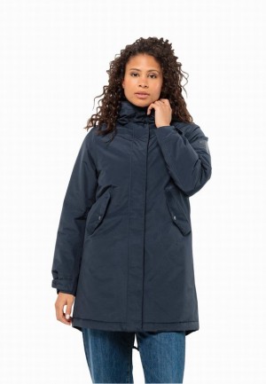 Navy Women Jack Wolfskin Talforst Coats | 48481546