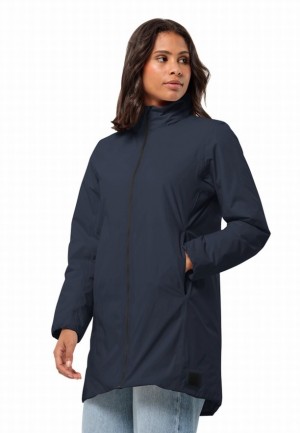 Navy Women Jack Wolfskin Textor Coats | 59208428
