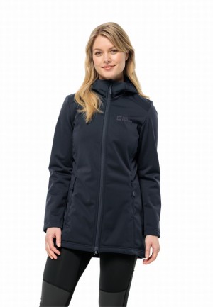 Navy Women Jack Wolfskin Windhain Softshell Jackets | 79132064