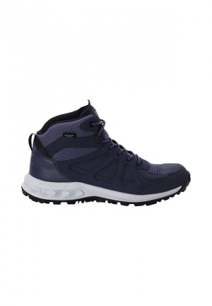 Navy Women Jack Wolfskin Woodland 2 Texapore Mid Hiking Shoes | 70919414