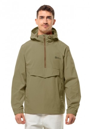 Olive Men Jack Wolfskin Desert Wind Overhead Jackets | 68409336