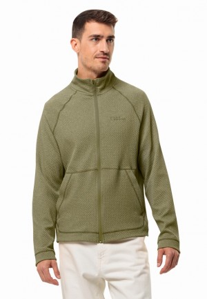 Olive Men Jack Wolfskin Fernweh Fleece Jackets | 48413164