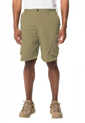 Olive Men Jack Wolfskin Kalahari Cargo Shorts | 21364167