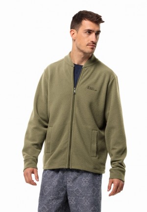 Olive Men Jack Wolfskin Light Curl Fleece Jackets | 18228129