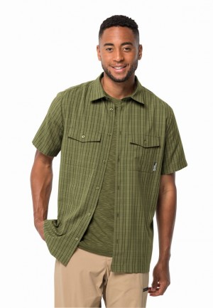 Olive Men Jack Wolfskin Thompson Shirts | 72963934
