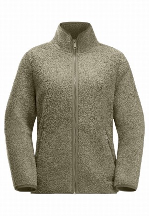 Olive Women Jack Wolfskin High Curl Fleece Jackets | 18922693