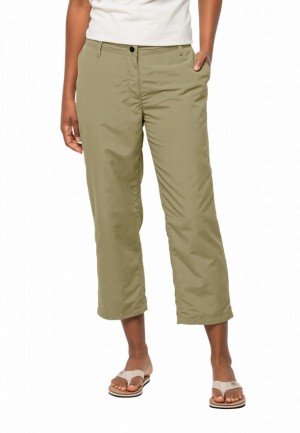 Olive Women Jack Wolfskin Kalahari 7/8 Pants | 96837530