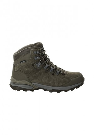 Olive Women Jack Wolfskin Refugio Texapore Mid Hiking Shoes | 60398716