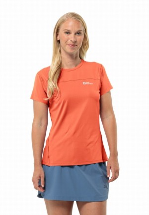 Orange Women Jack Wolfskin Prelight Chill T Shirts | 57211157