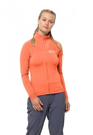 Orange Women Jack Wolfskin Prelight Fz Fleece Jackets | 17948687