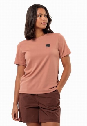 Pink Women Jack Wolfskin Bike Commute T Shirts | 15284431